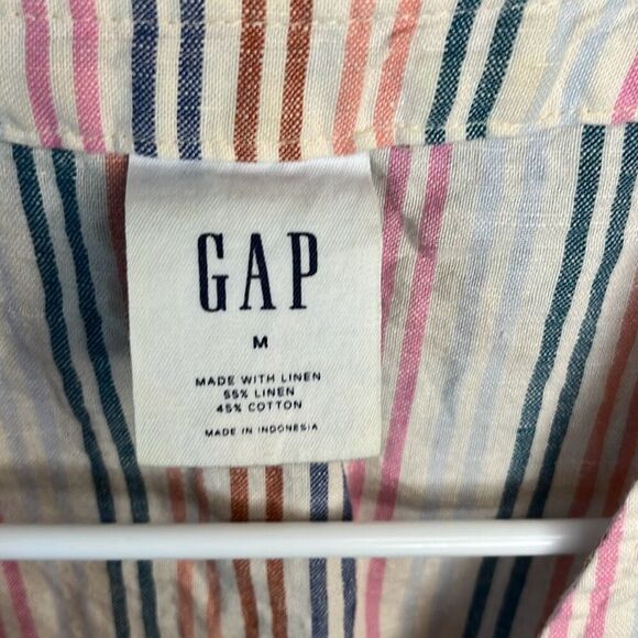 GAP Striped Tie Front Short Sleeve Top Medium - Picture 7 of 8
